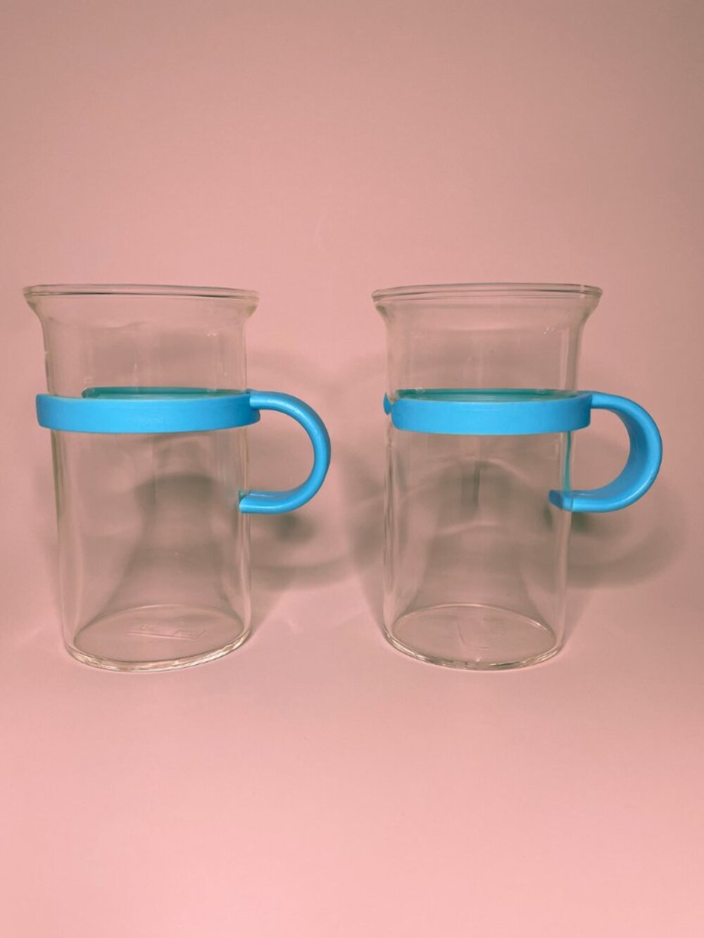 Blue Vintage Bodum Glass Coffee Mugs Pair